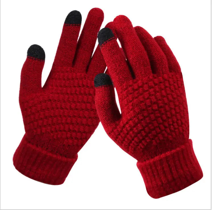 Knitted touchscreen winter gloves
