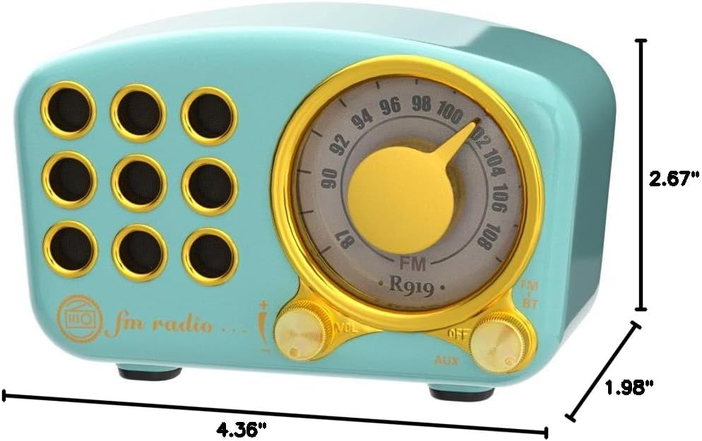 Retro Bluetooth Speaker - Vintage FM Radio with Classic Design, Enhanced Bass, High Volume, Bluetooth 5.0 Wireless Connectivity, TF Card and MP3 Player (Blue)