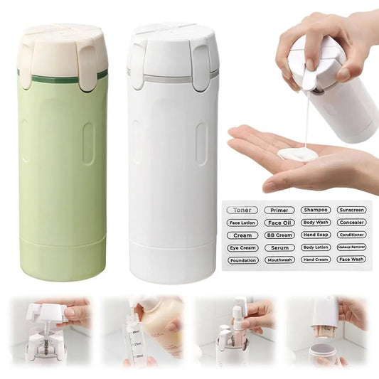 4-in-1 travel dispenser bottle set — Tranquil Green colorway