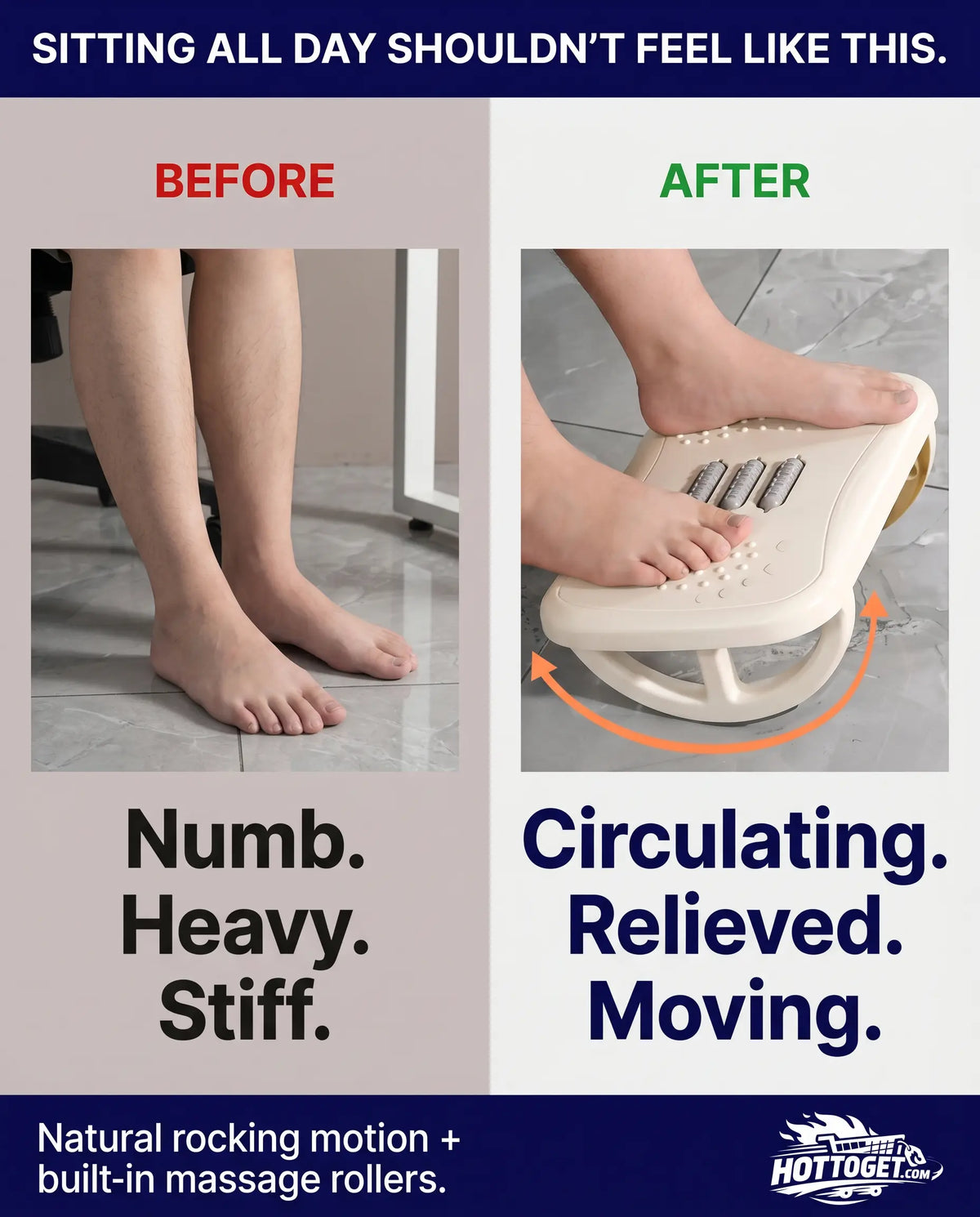 Rocking Under Desk Footrest Before and After