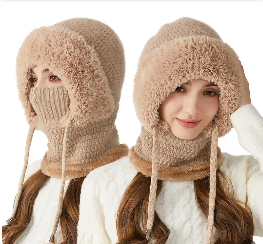 4-in-1 Winter Knit Balaclava – Hat, Scarf, Face Cover & Ear Warmer Hottoget