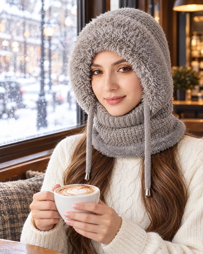Knit neck gaiter snug around the neck like a scarf