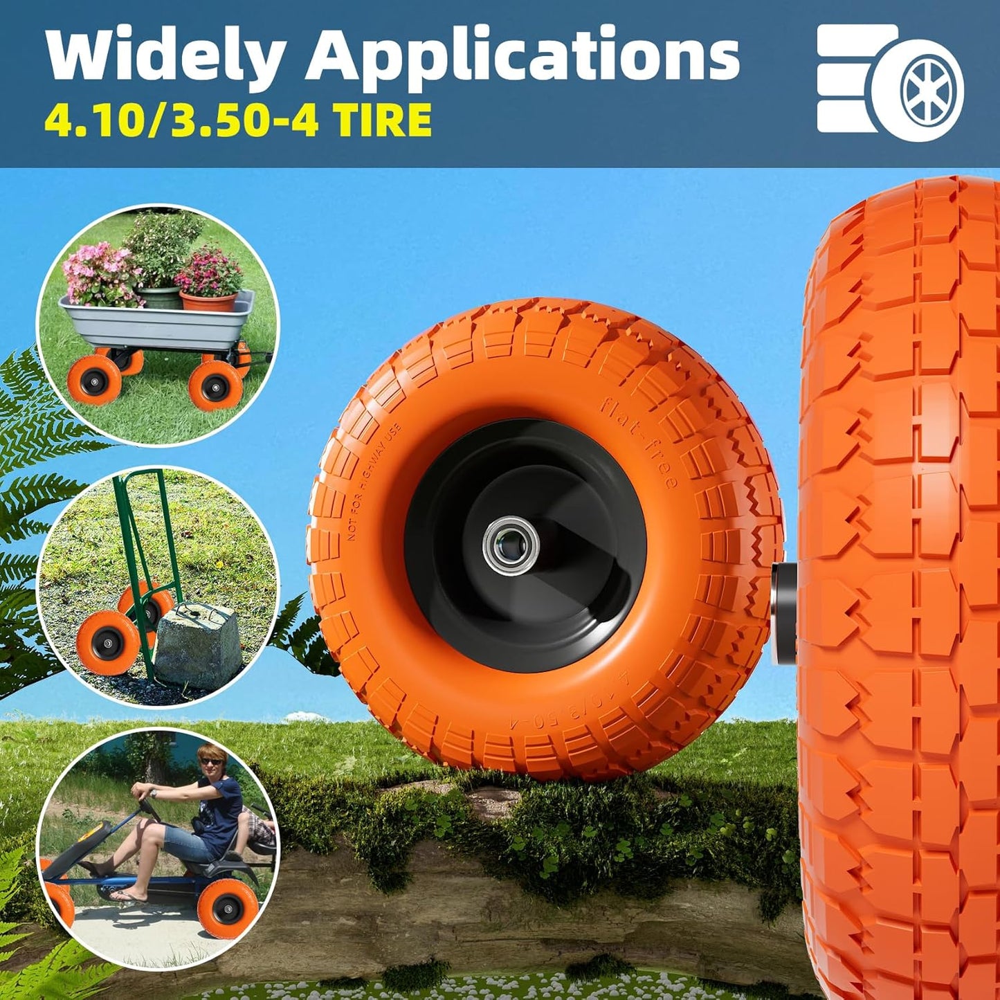 Upgrade Your Equipment with Our 4-Pack of 10-Inch Flat Free Tires – Perfect for Hand Trucks, Dollies, and More!