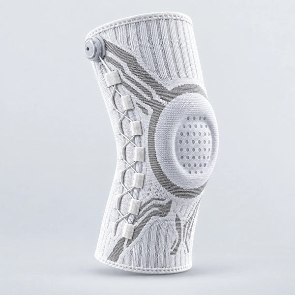 White knee sleeve, left leg