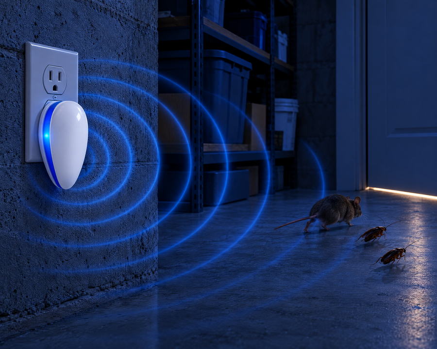 Close-up of the glowing blue band and sound vents