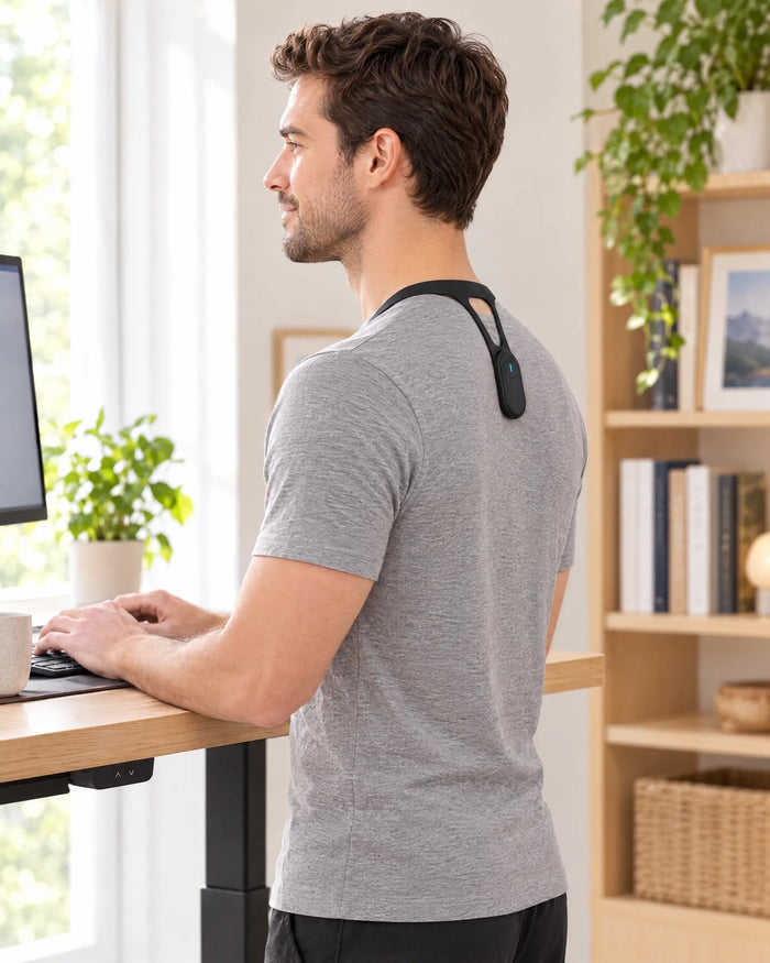 Man working at a home office desk