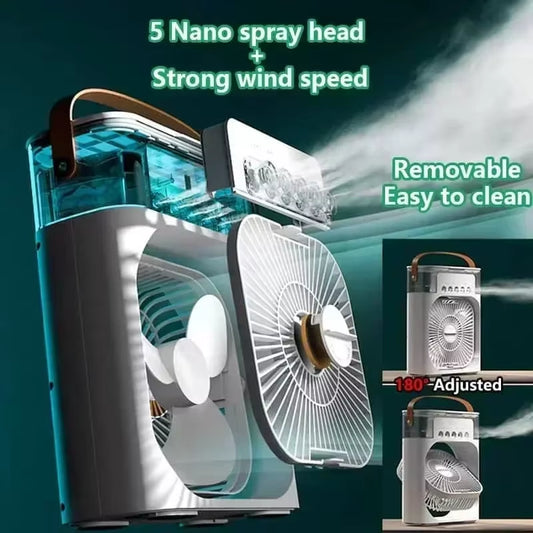 Experience Ultimate Comfort: 3-in-1 Portable Fan, Air Conditioner, and Humidifier with LED Night Light
