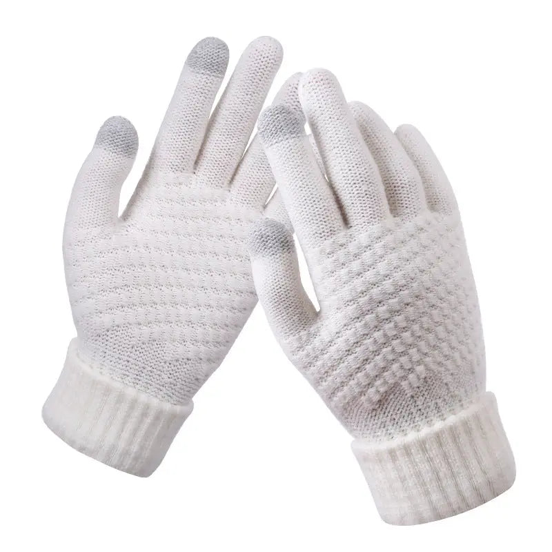 Knitted touchscreen winter gloves