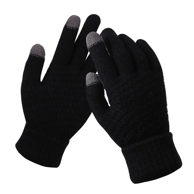 Knitted touchscreen winter gloves