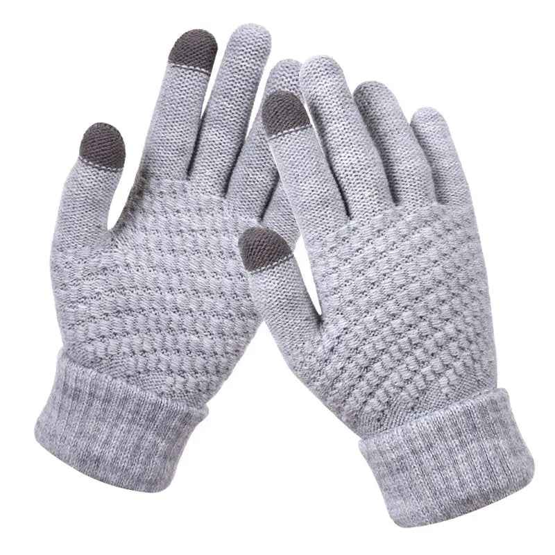 Knitted touchscreen winter gloves