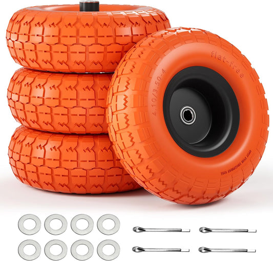 Upgrade Your Equipment with Our 4-Pack of 10-Inch Flat Free Tires – Perfect for Hand Trucks, Dollies, and More!
