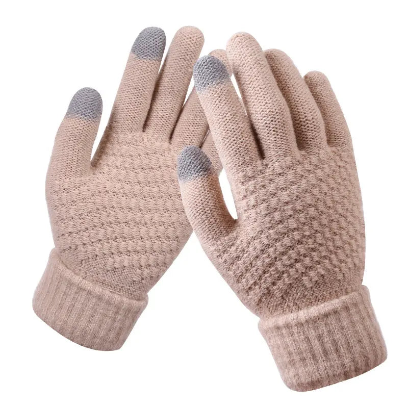 Knitted touchscreen winter gloves