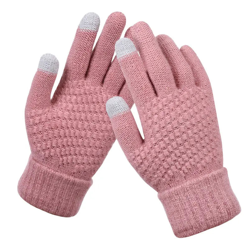 Knitted touchscreen winter gloves