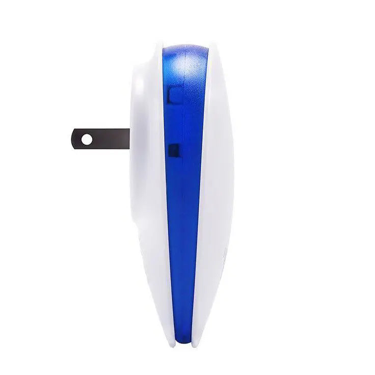 Side view showing the blue light band and US plug