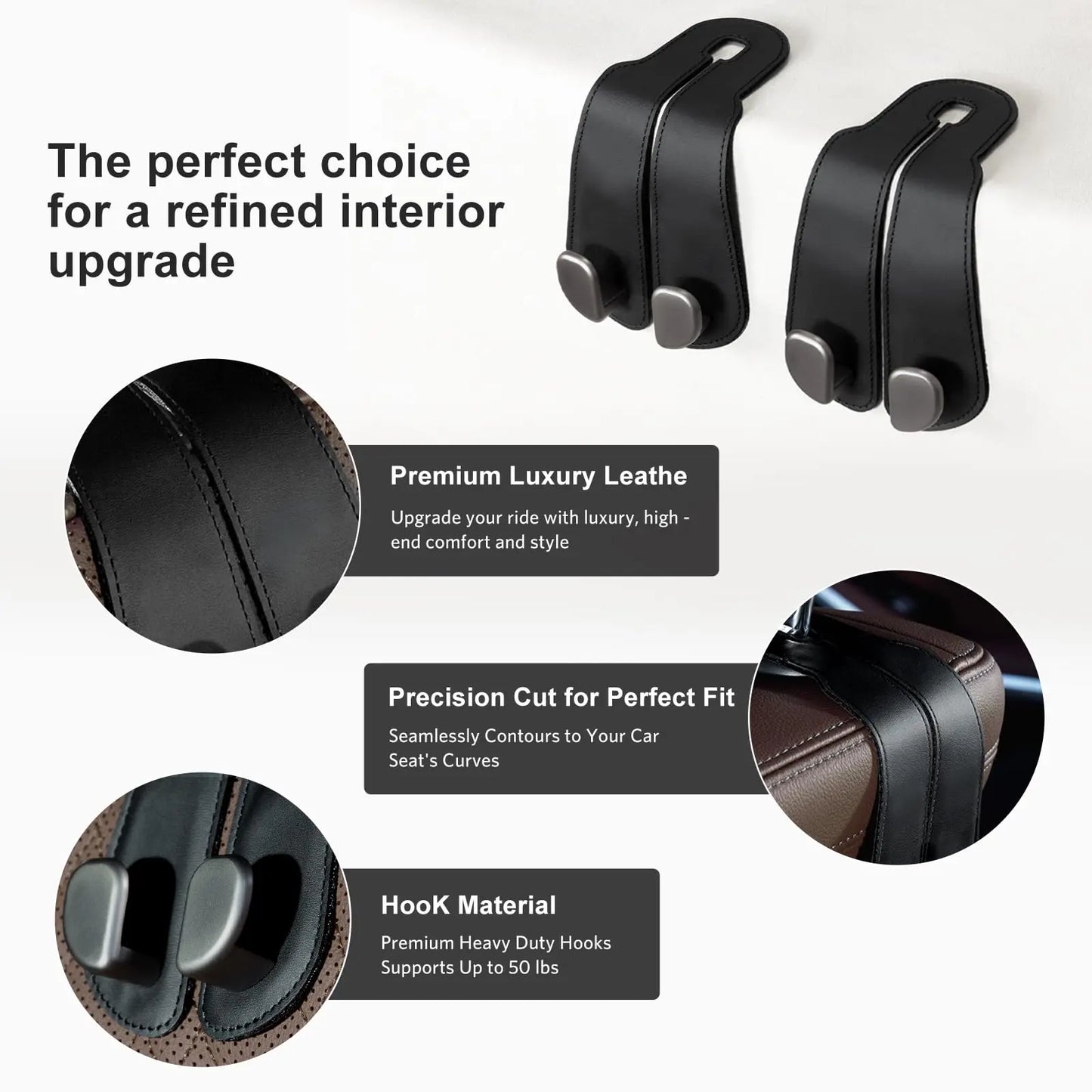 Transform Your Car Experience with Our Premium Car Seat Headrest Hooks - 2 Pack Universal Purse Holders for Bags, Bottles, and More!