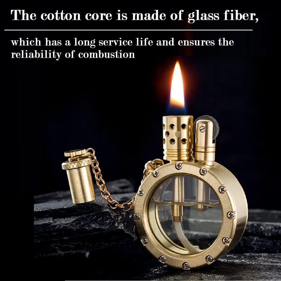 Vintage Gold Kerosene Lighter - Unique Transparent Bottle Design with Steampunk Flair, Perfect Gift for Men