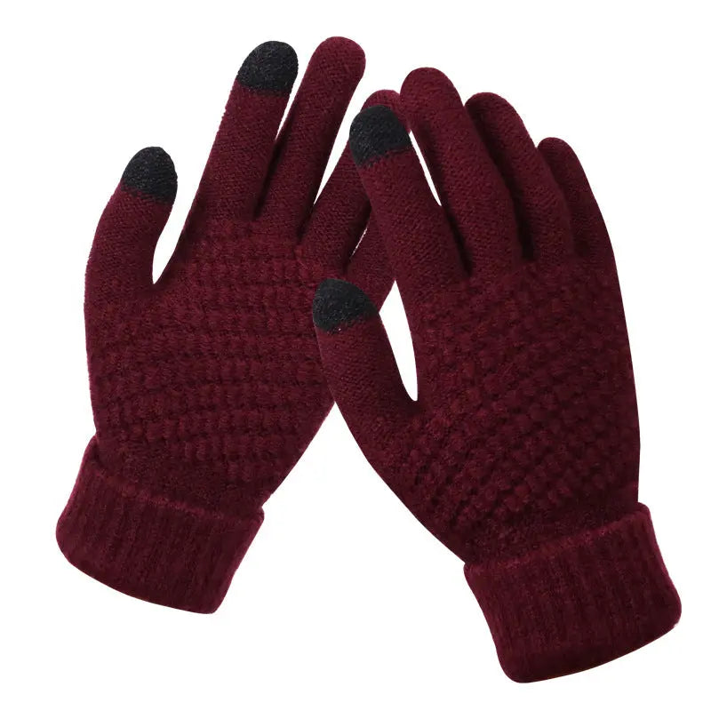 Knitted touchscreen winter gloves