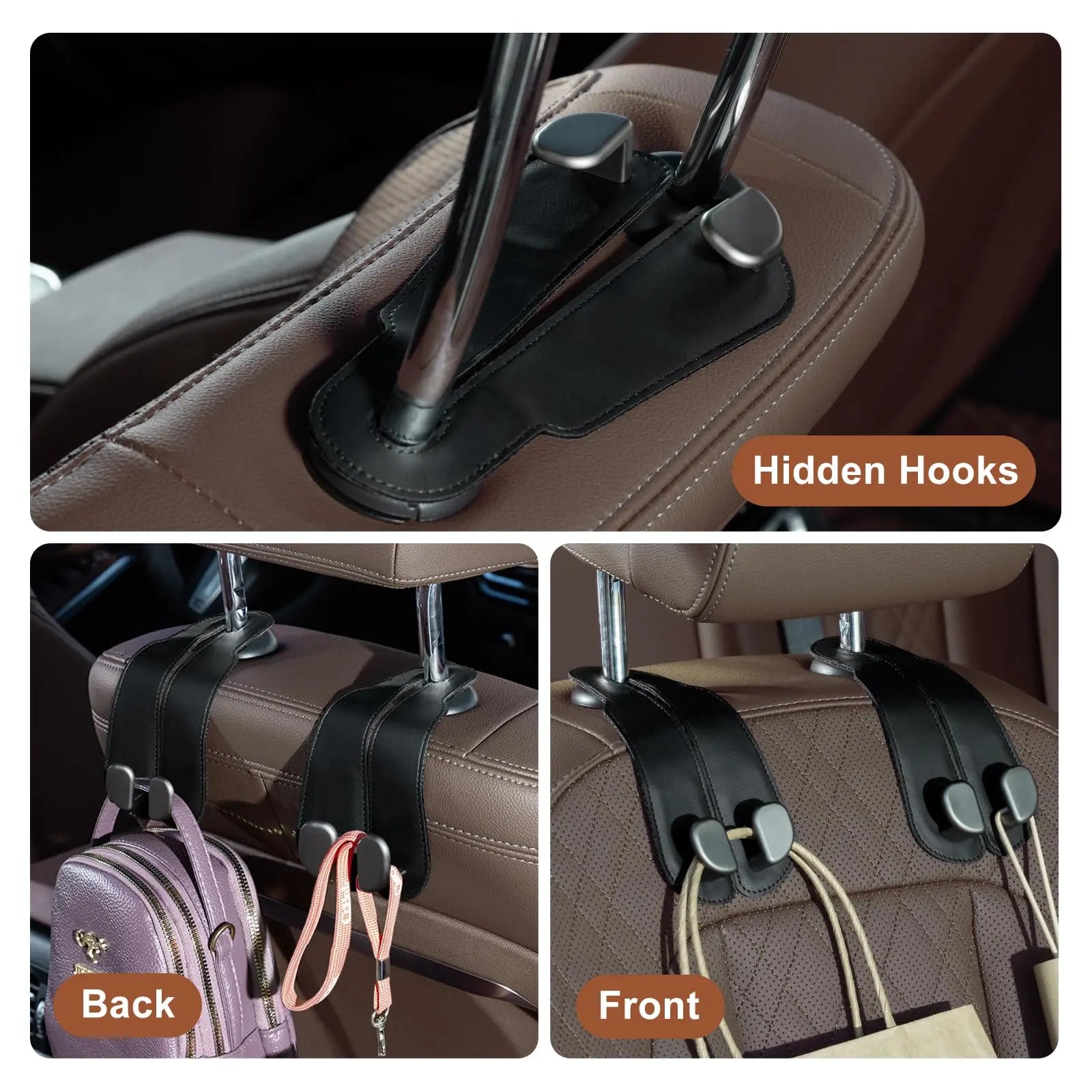 Transform Your Car Experience with Our Premium Car Seat Headrest Hooks - 2 Pack Universal Purse Holders for Bags, Bottles, and More!