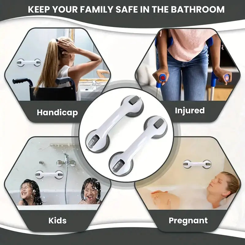 Bathroom Handrail With Vacuum Sucker For Safety Support Hottoget