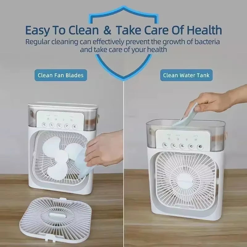Experience Ultimate Comfort: 3-in-1 Portable Fan, Air Conditioner, and Humidifier with LED Night Light