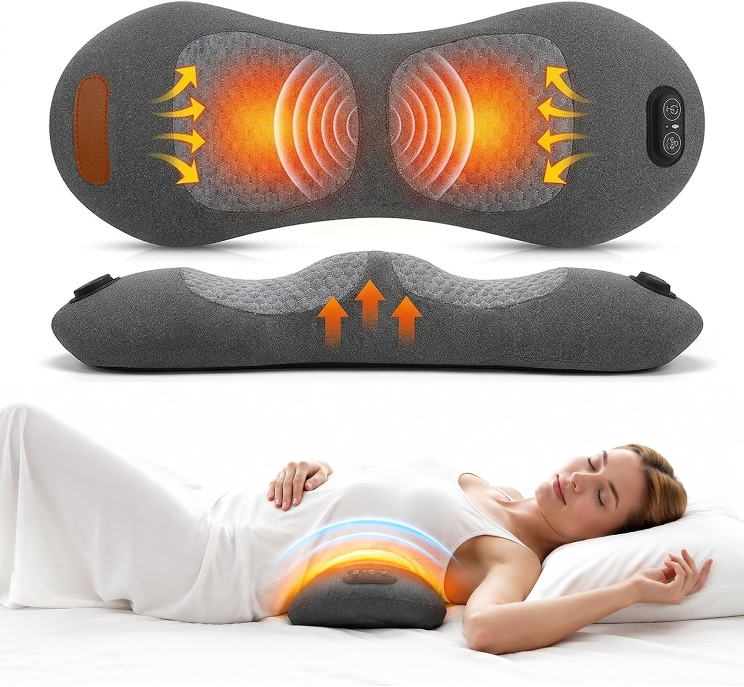 Experience Ultimate Comfort with the 3-in-1 Electric Back Massager - Heat, Vibration, and Lumbar Support for Your Lower Back in Dark Grey