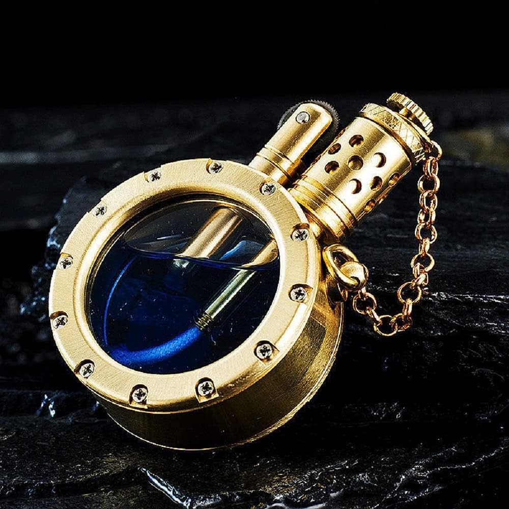 Vintage Gold Kerosene Lighter - Unique Transparent Bottle Design with Steampunk Flair, Perfect Gift for Men
