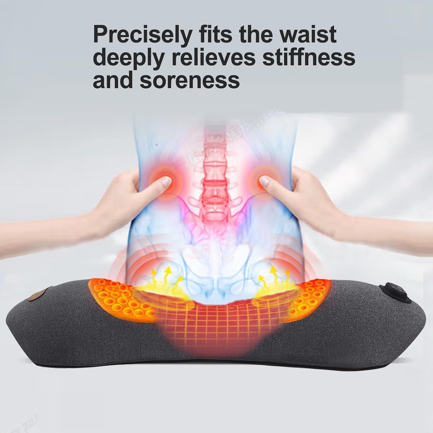 Experience Ultimate Comfort with the 3-in-1 Electric Back Massager - Heat, Vibration, and Lumbar Support for Your Lower Back in Dark Grey