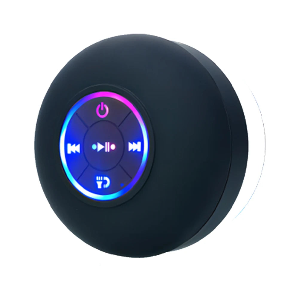 Portable Bluetooth Speaker — Waterproof LED Light, Suction Cup for Shower & Outdoor