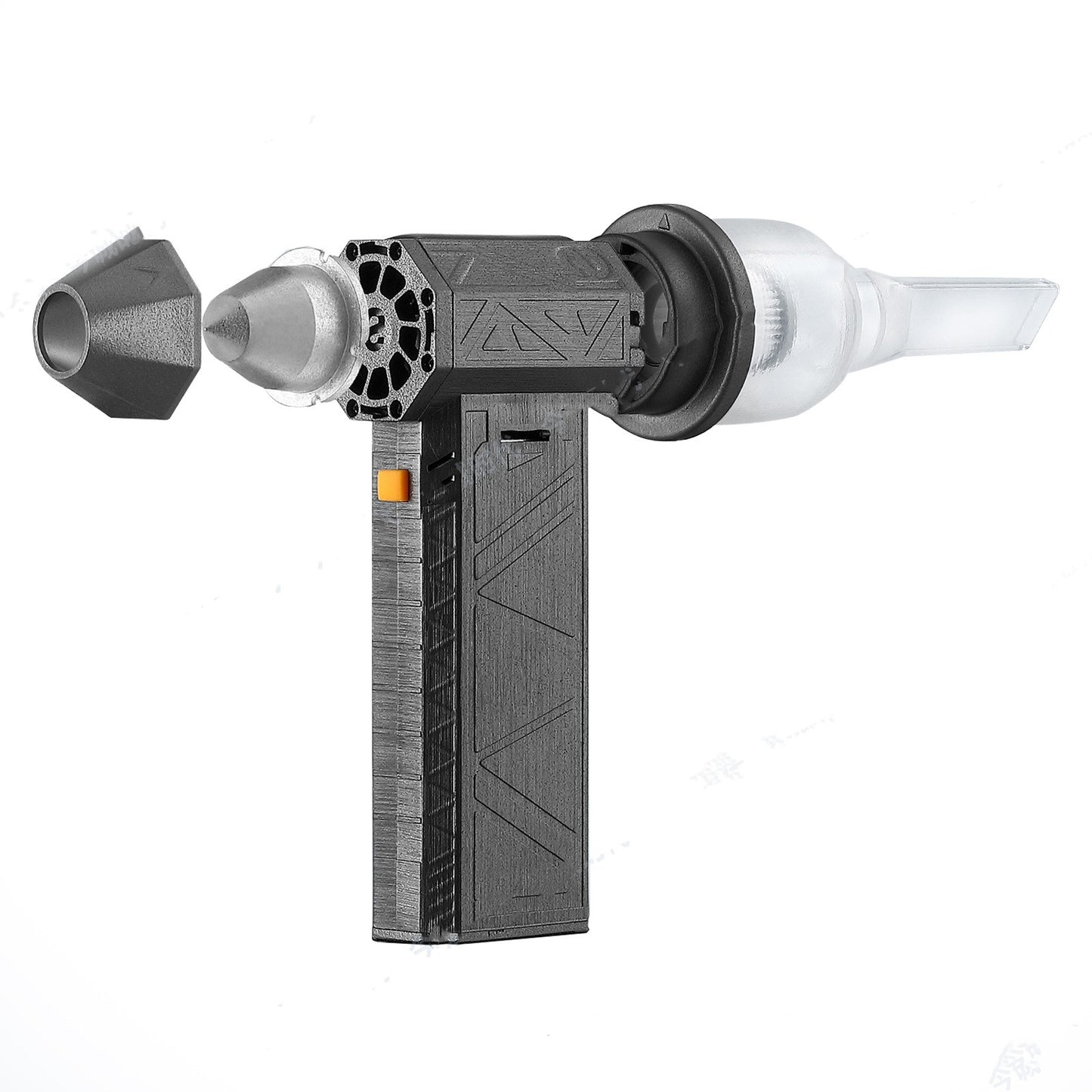 Cordless air duster and mini vacuum with clear suction nozzle attachment
