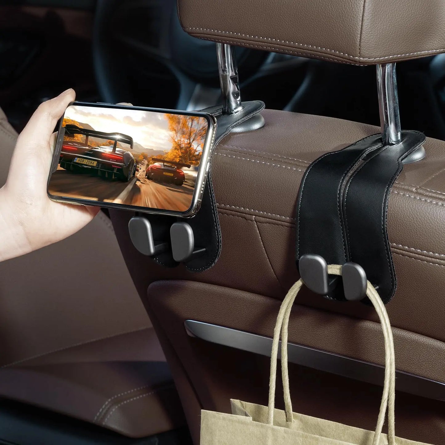 Transform Your Car Experience with Our Premium Car Seat Headrest Hooks - 2 Pack Universal Purse Holders for Bags, Bottles, and More!