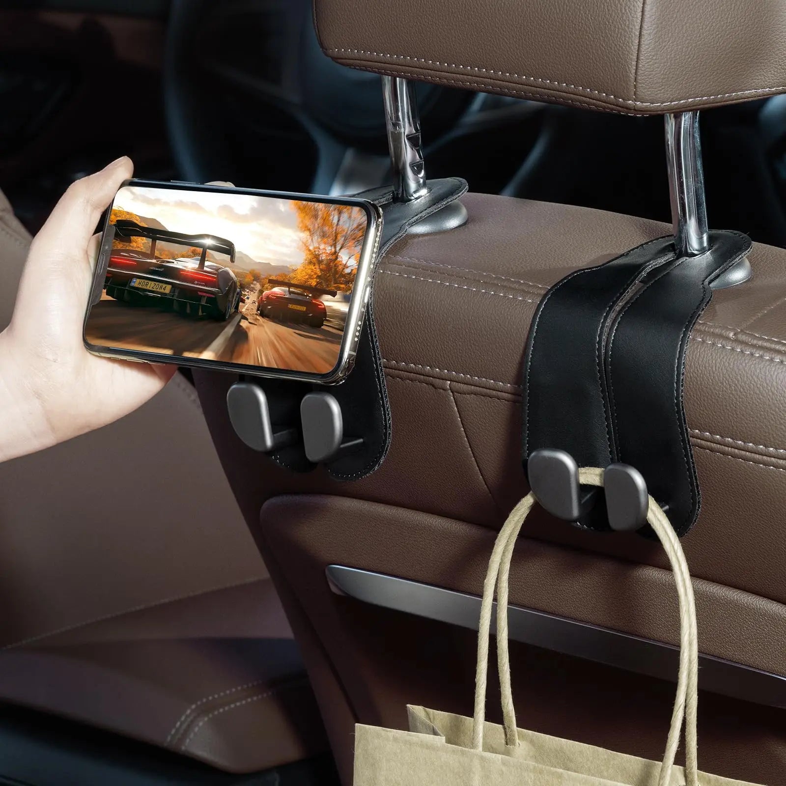 Transform Your Car Experience with Our Premium Car Seat Headrest Hooks - 2 Pack Universal Purse Holders for Bags, Bottles, and More!