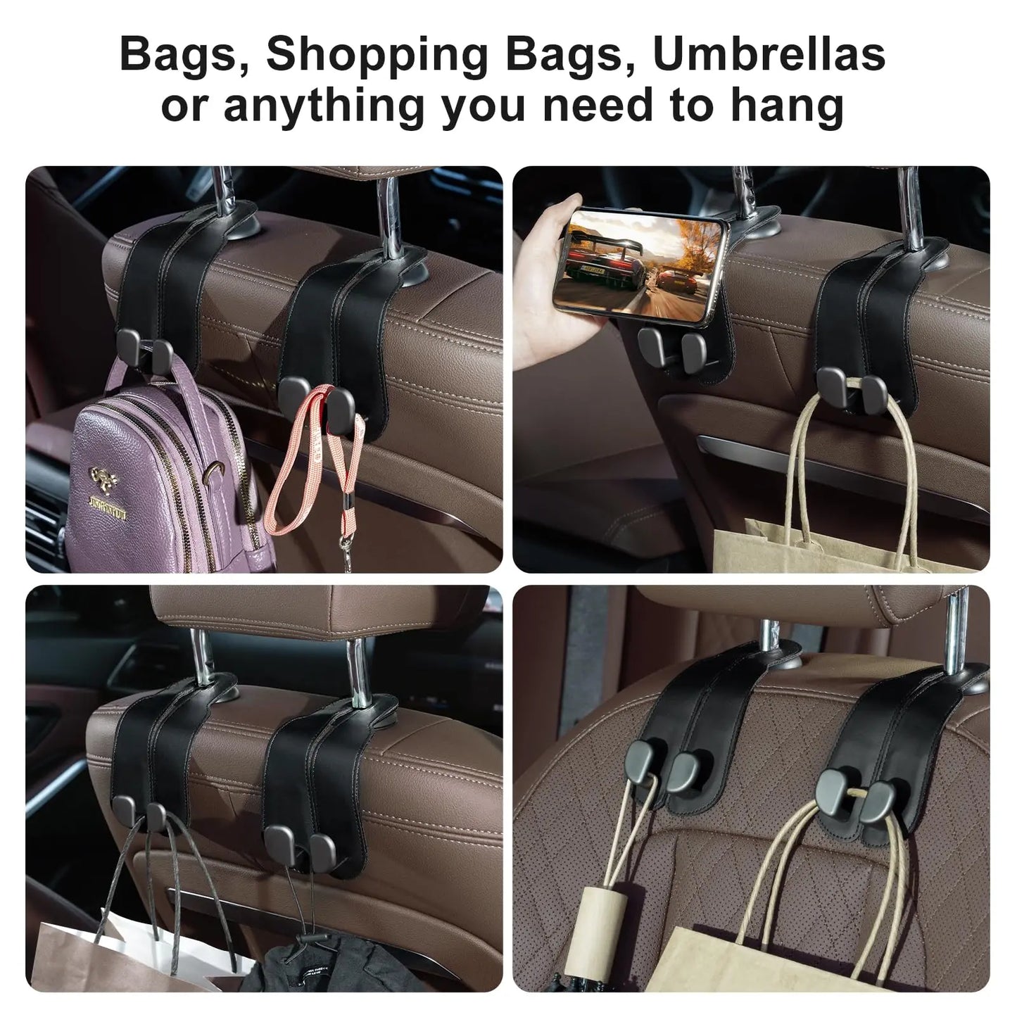 Transform Your Car Experience with Our Premium Car Seat Headrest Hooks - 2 Pack Universal Purse Holders for Bags, Bottles, and More!