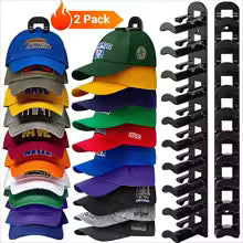 Baseball Cap Organizer — Wall-Mounted Hat Rack, Holds Up to 18 Caps, Adhesive or Drill Mount