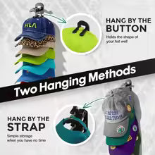 Baseball Cap Organizer — Wall-Mounted Hat Rack, Holds Up to 18 Caps, Adhesive or Drill Mount