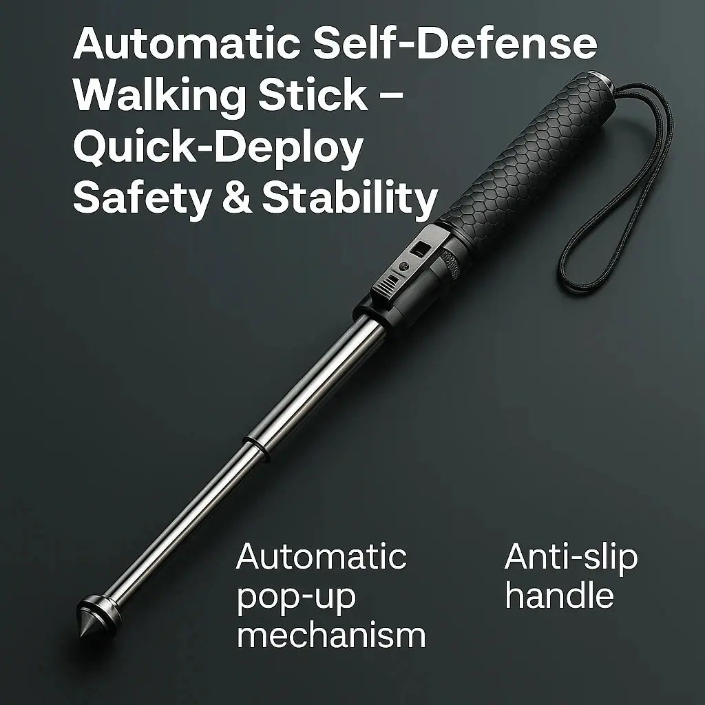 AllGuard Collection | Automatic Self-Defense Walking Stick with Ergonomic Handle | Adjustable Length for Enhanced Outdoor Safety 1