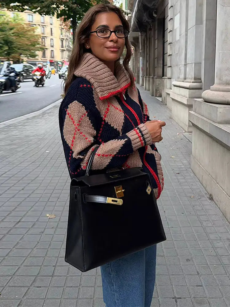 Autumn Breeze | Women's Cardigan Sweater with Zipper & Stand Collar | Loose Fit for Cozy Autumn Style 3
