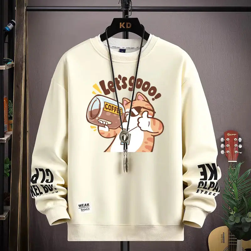 Casual Graphic Tees | Oversized Graphic T-Shirt with Cute Cat Print | Unisex Long Sleeve Design for Everyday Comfort 11