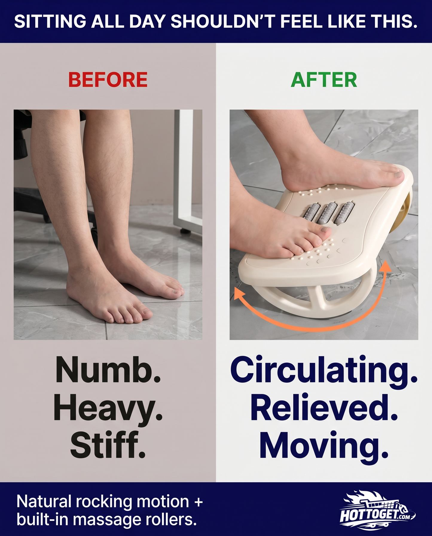 Rocking Under Desk Footrest Before and After