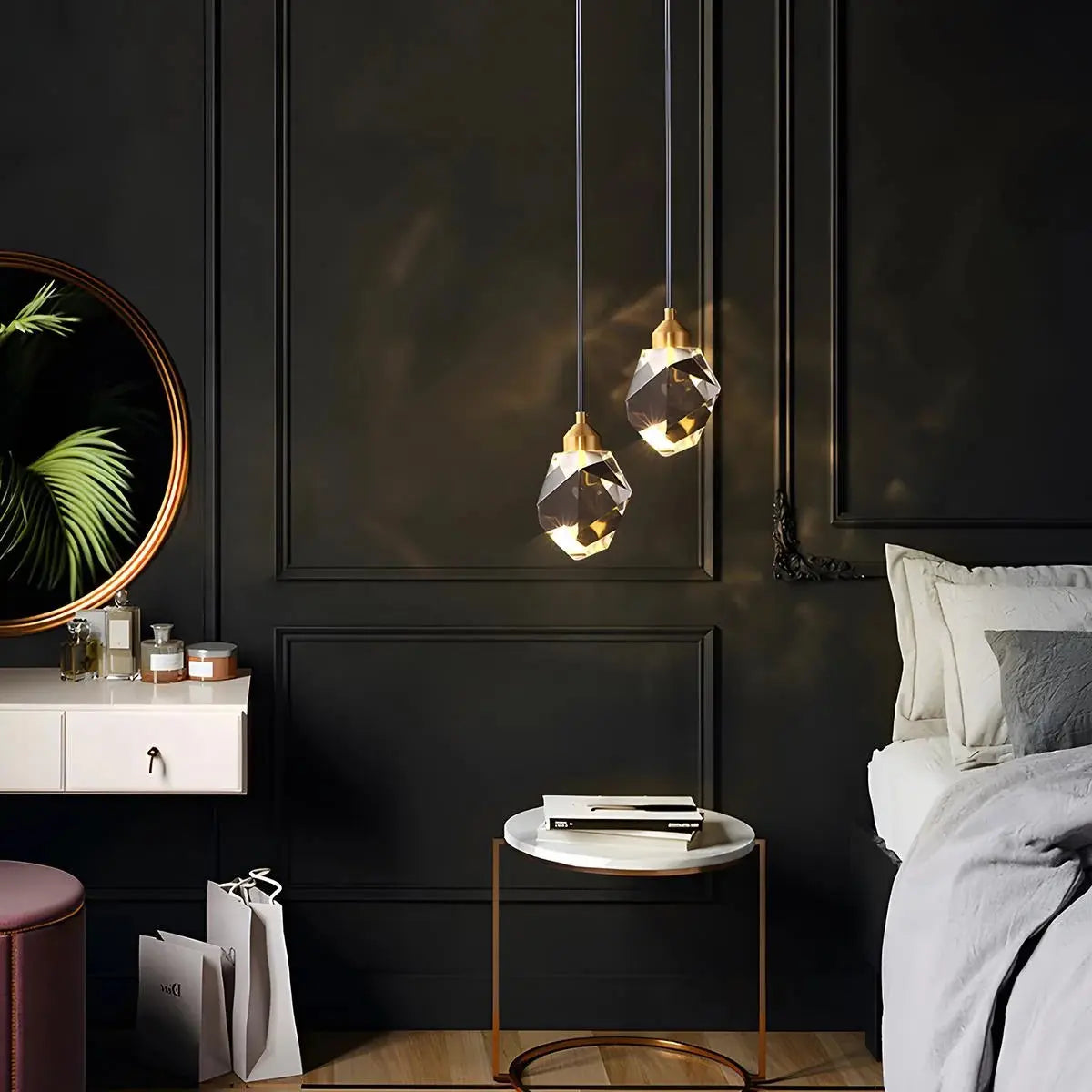 Modern Elegance | Glass Pendant Light Fixture with Adjustable Height | Integrated LED for Versatile Kitchen Lighting 1