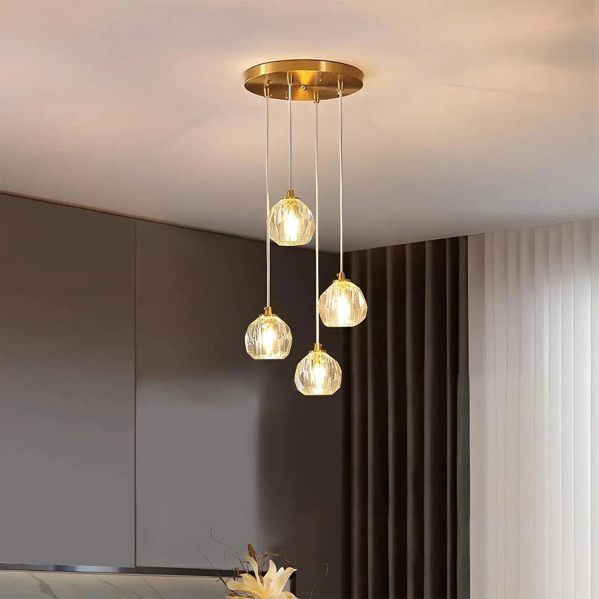 Modern Elegance | Glass Pendant Light Fixture with Adjustable Height | Integrated LED for Versatile Kitchen Lighting 10