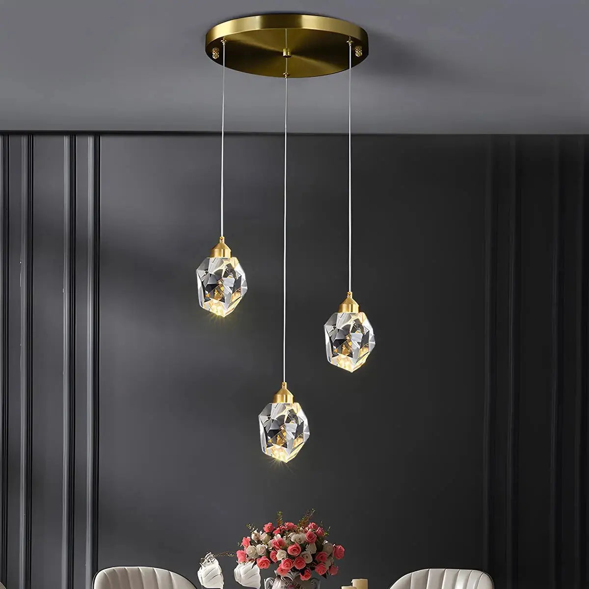 Modern Elegance | Glass Pendant Light Fixture with Adjustable Height | Integrated LED for Versatile Kitchen Lighting 2