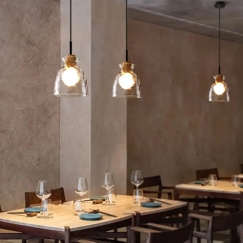 Nordic Collection | Glass Pendant Light with Natural Wood Accent | Modern Kitchen Pendant Lighting for Ambient Illumination 1