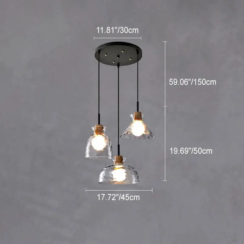 Nordic Collection | Glass Pendant Light with Natural Wood Accent | Modern Kitchen Pendant Lighting for Ambient Illumination 7