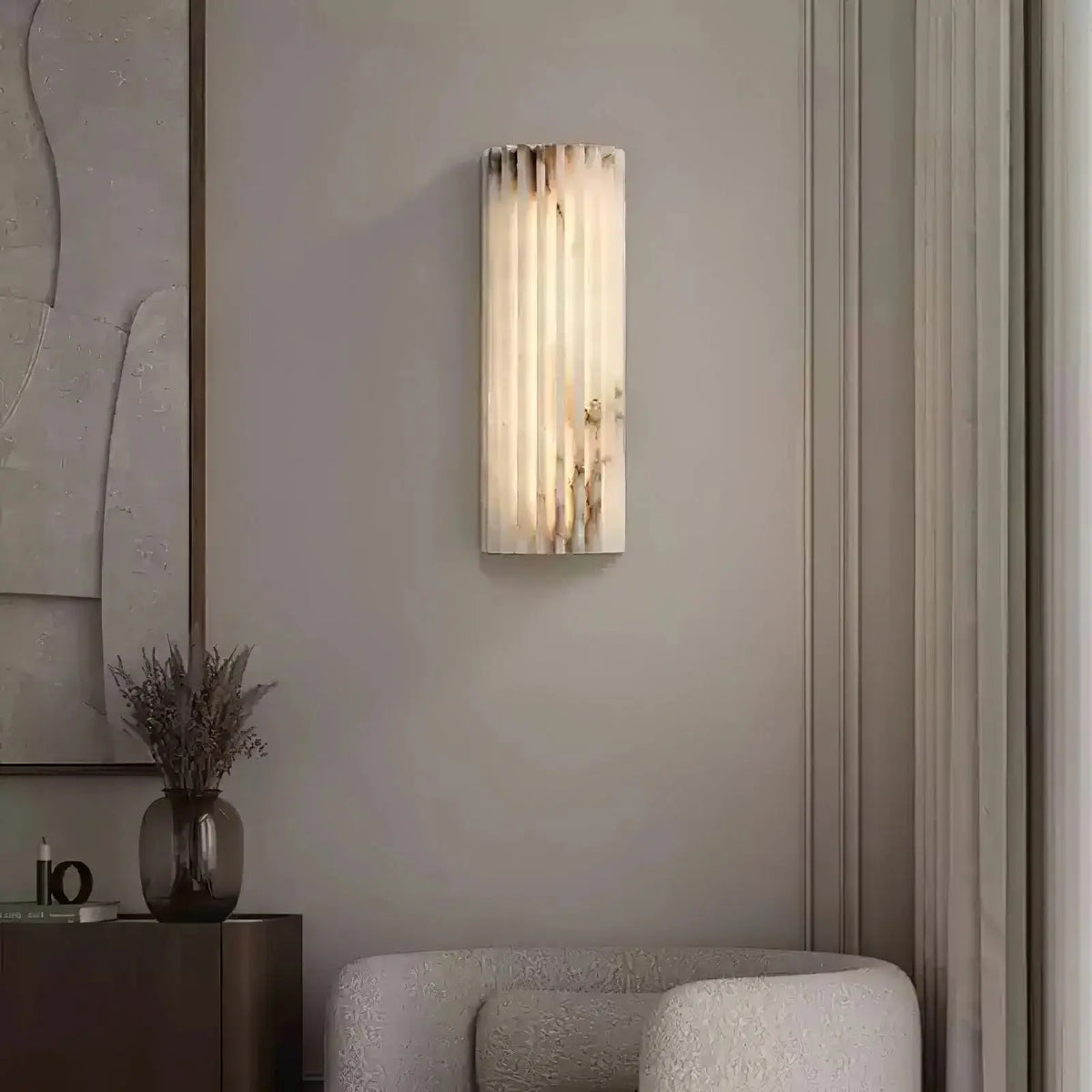 Rula Collection | Wall Light Sconce with Integrated LED & Dimmable Feature | Sculptural Alabaster Design for Warm Ambient Lighting 3