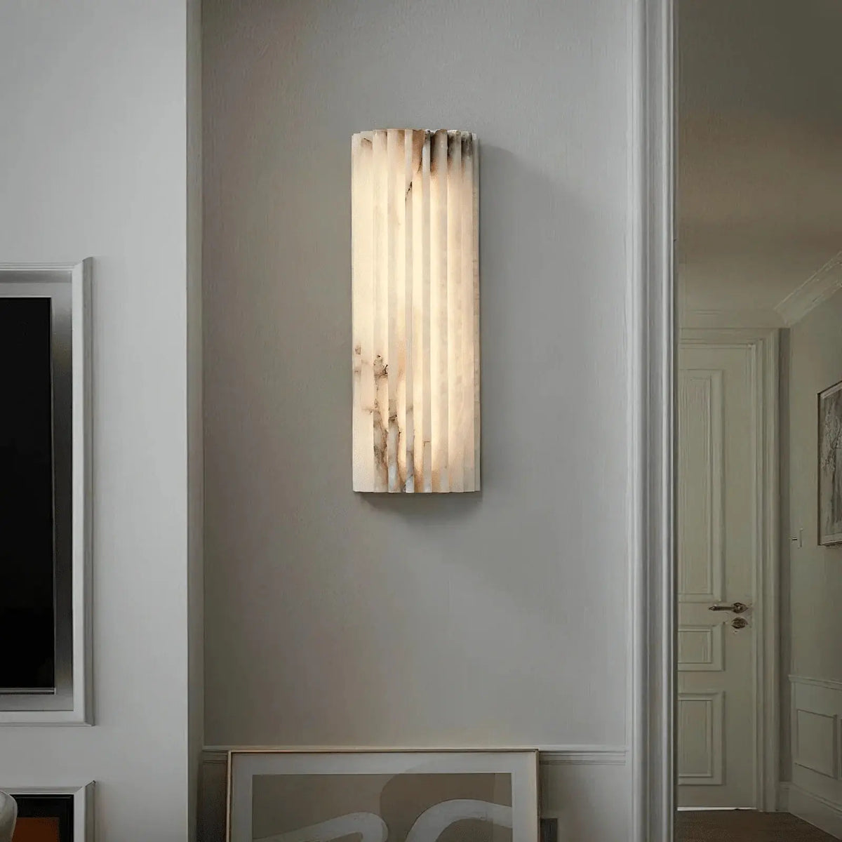 Rula Collection | Wall Light Sconce with Integrated LED & Dimmable Feature | Sculptural Alabaster Design for Warm Ambient Lighting 4