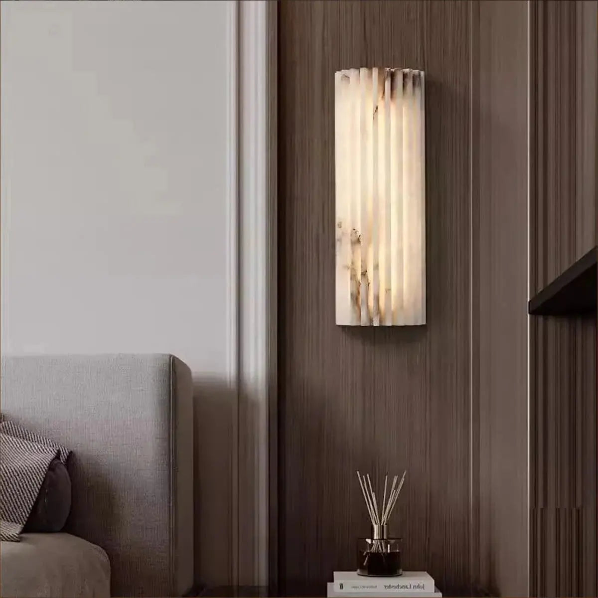 Rula Collection | Wall Light Sconce with Integrated LED & Dimmable Feature | Sculptural Alabaster Design for Warm Ambient Lighting 5