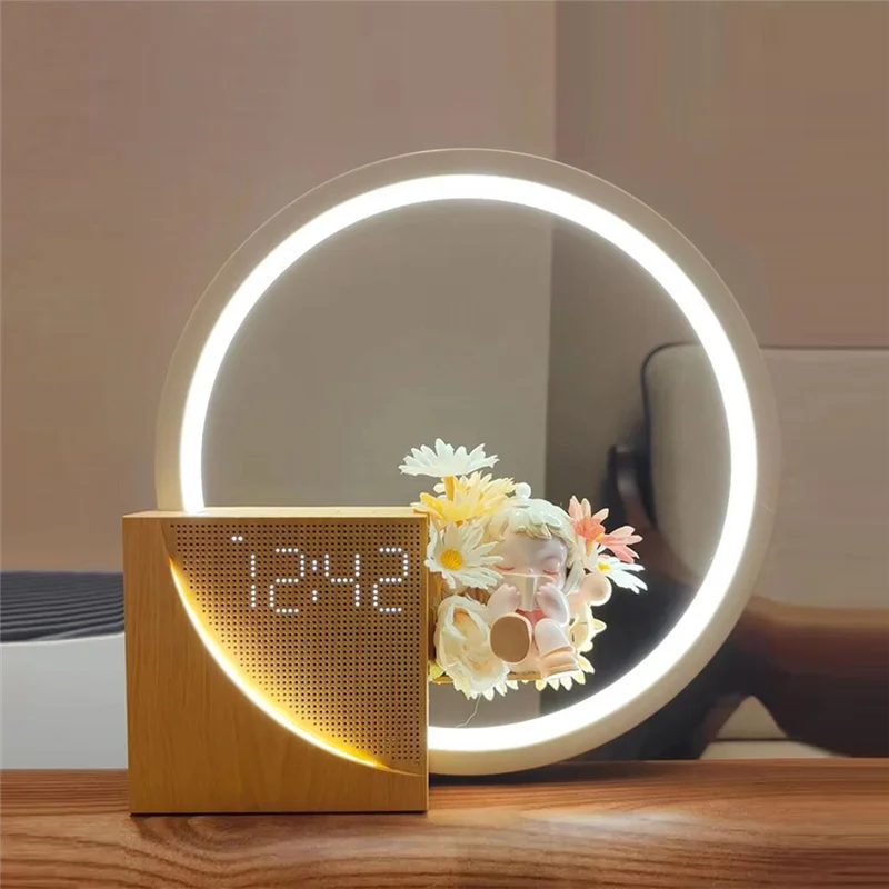Elevate Your Morning Routine with Our Stylish 3-Level Dimmable Touch Table Lamp Alarm Clock - The Ideal Night Light and White Noise Companion for Kids!