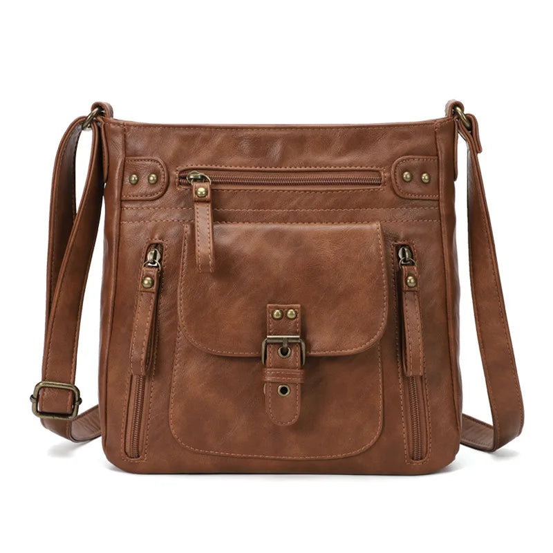 Retro square vegan leather shoulder bag - lifestyle view