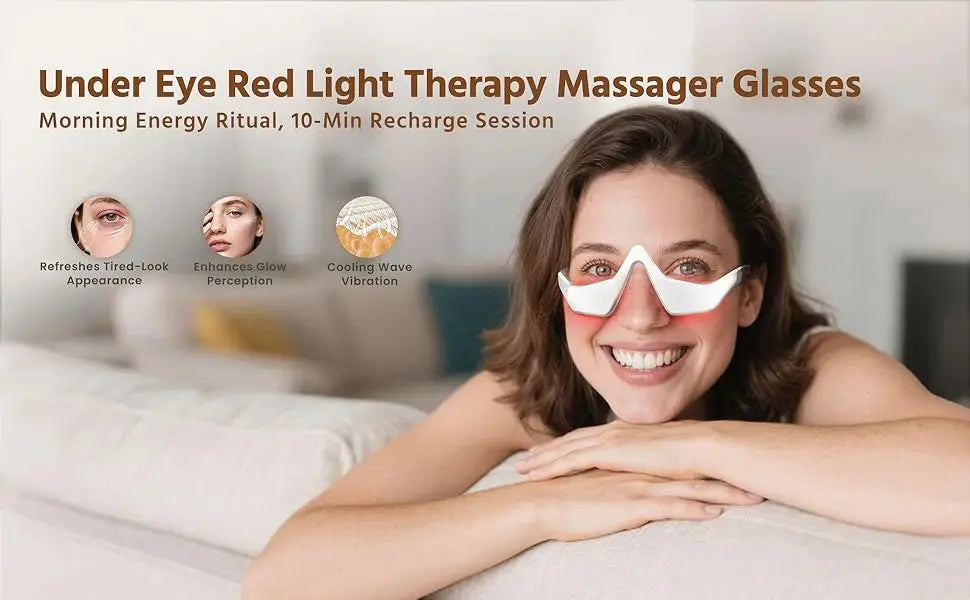 Person relaxing while wearing the 3D EMS eye massager