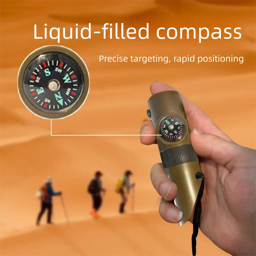 7-in-1 Survival Whistle with Compass, LED Light & Thermometer Hottoget
